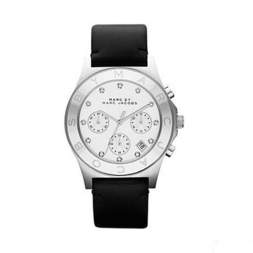 Marc Jacobs Blade Black Leather Strap Watch